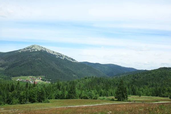 Berglandschaft Mit Dorf Den Karpaten Ukraine — Stockfoto