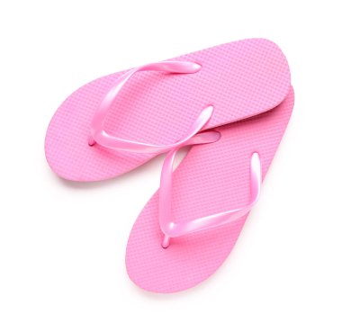 Beyaz arka planda pembe kadın terlikleri