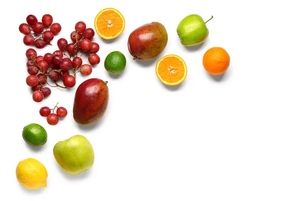 白い背景に新鮮な果物で作られたフレーム — ストック写真