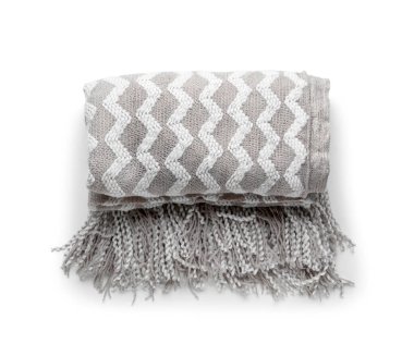 Beyaz arkaplanda gri battaniye