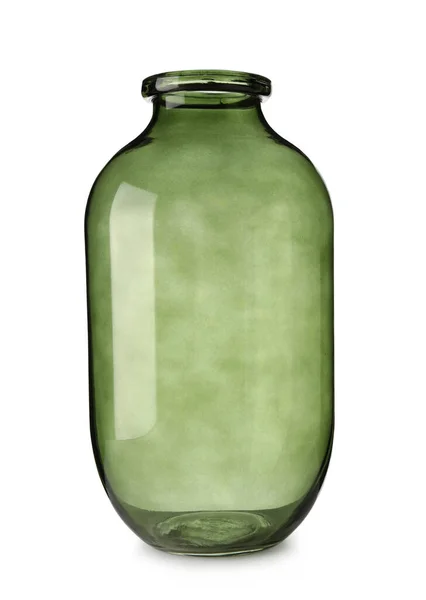 Vaso Vetro Verde Vuoto Sfondo Bianco — Foto Stock
