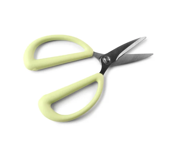 Floral Scissors Green Handle White Background — Stock Photo, Image