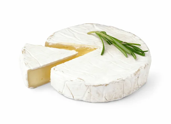 Finom Camembert Sajt Fehér Háttér — Stock Fotó