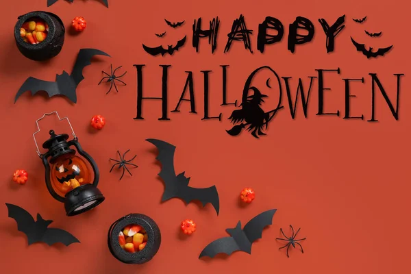 Banner Happy Halloween Stylish Decor — Stock Photo, Image