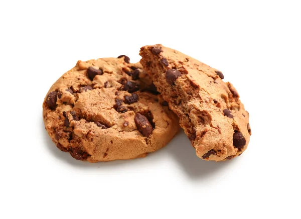 Вкусное Печенье Шоколадной Крошкой Белом Фоне — стоковое фото