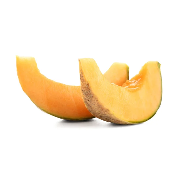 Kawałki Słodkiego Melona Białym Tle — Zdjęcie stockowe