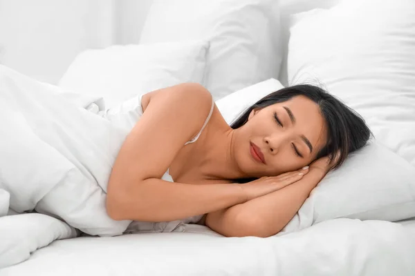 Beautiful Asian Woman Sleeping Bed — Stockfoto