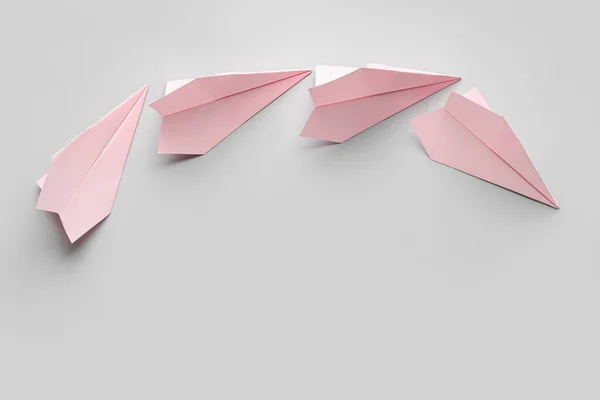 Pink Paper Planes Grey Background — Stock Photo, Image