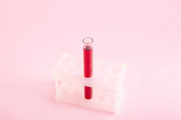 Test Tube Sample Stand Pink Background — Stock Photo, Image