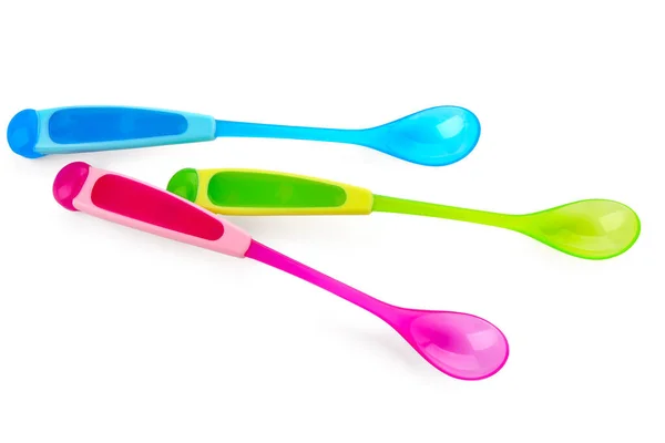 Colorful Spoons Baby Isolated White Background — Stock Photo, Image