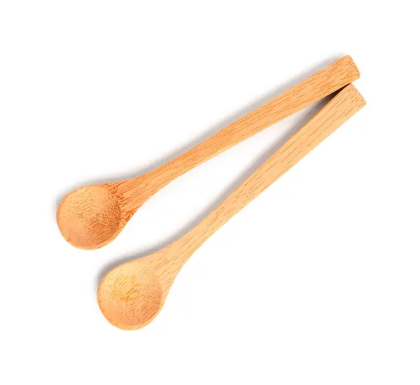 Empty Wooden Spoons Isolated White Background — Stock Photo, Image