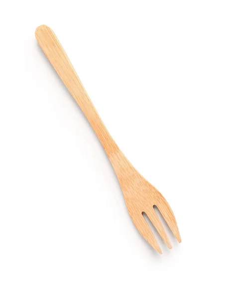 New Wooden Fork White Background — Stock Photo, Image