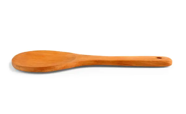 Empty Wooden Spoon White Background — Stock Photo, Image