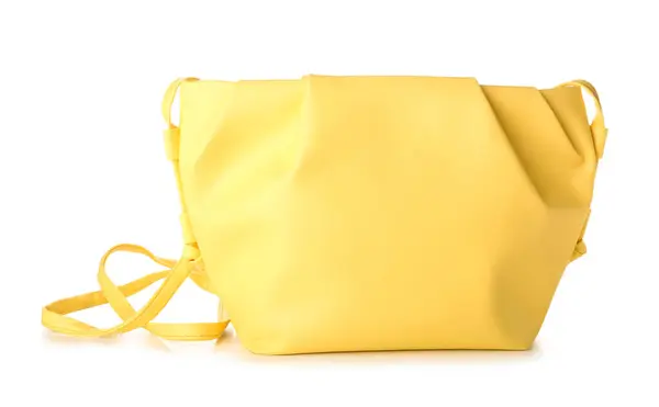Stilvolle Gelbe Tasche Auf Weißem Hintergrund — Stockfoto