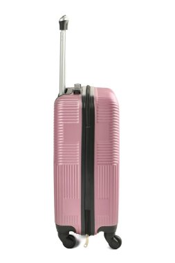 Beyaz arkaplanda izole edilmiş şık bavul