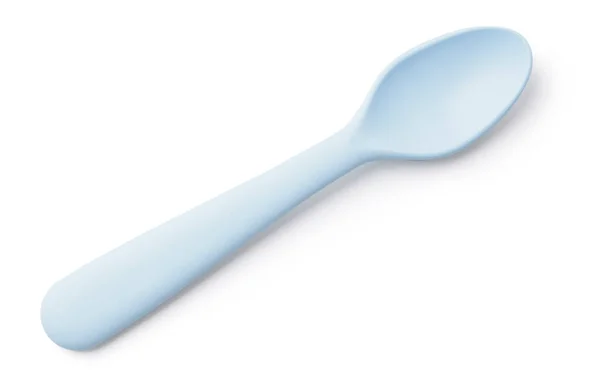 Plastic Spoon Baby White Background — Stock Photo, Image
