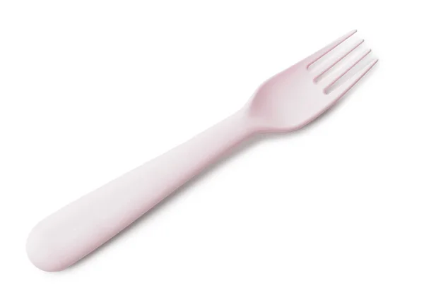 Plastic Fork Baby White Background — Stock Photo, Image