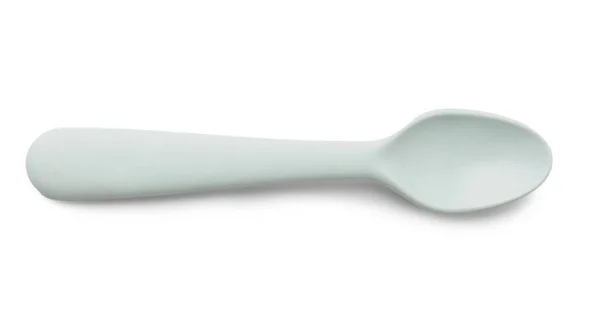 Plastic Spoon Baby White Background — Stock Photo, Image