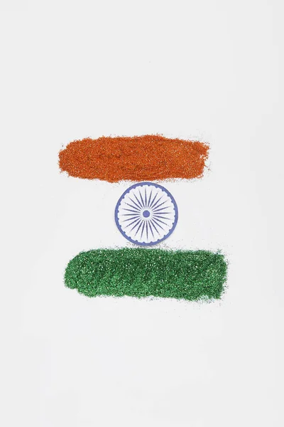 Indian flag made of glitter isolated on white background