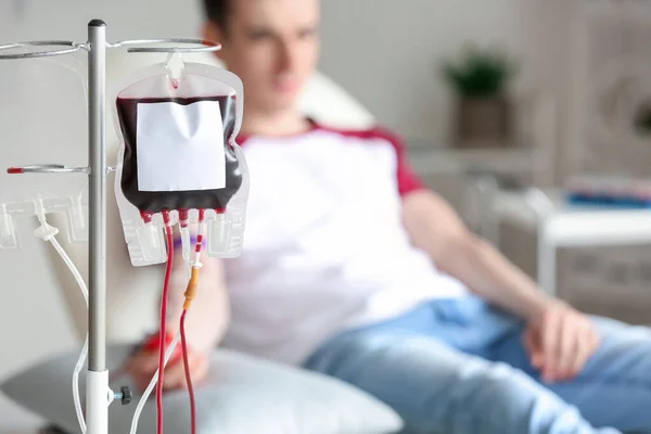 Hastanede Kan Nakli Için Kan Torbası Yakın Plan — Stok fotoğraf