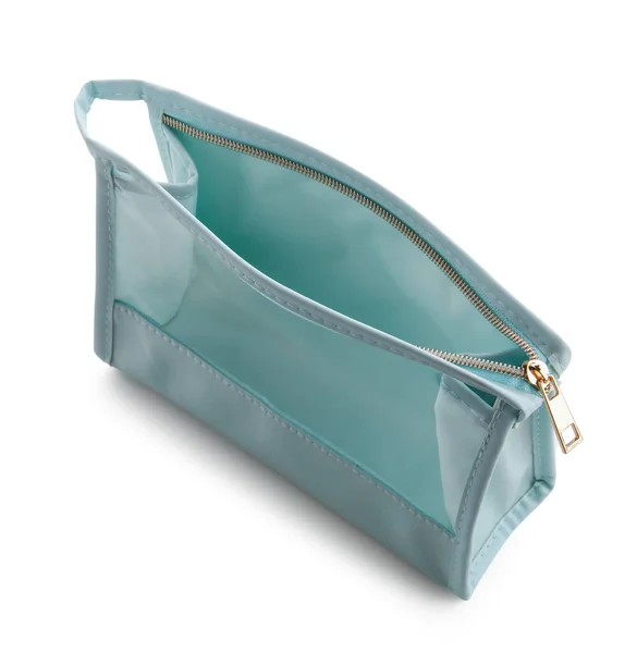 Stylish Blue Cosmetic Bag White Background — Stock Photo, Image