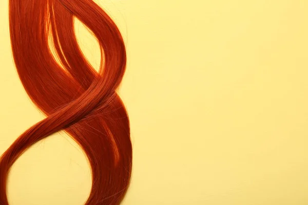 Ginger Hair Strand Yellow Background Closeup — Stock Photo, Image