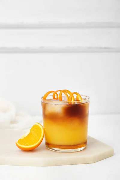 Glass Tasty Orange Espresso White Table — Stock Photo, Image