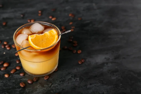 Стакан Холодного Оранжевого Эспрессо Черном Фоне — стоковое фото