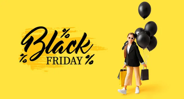 Reklam Affisch För Black Friday Med Liten Flicka — Stockfoto