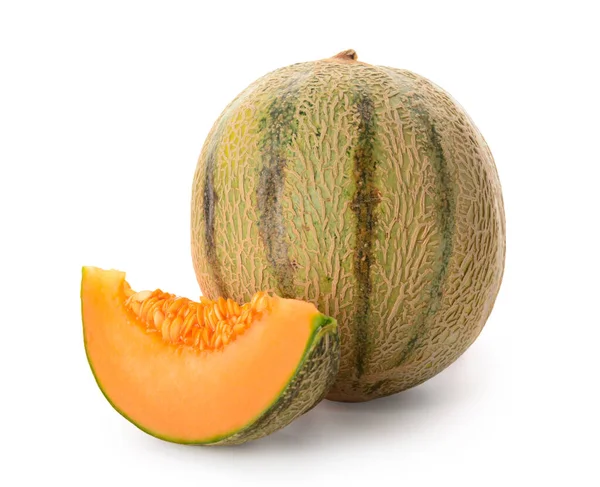 Smaczny Dojrzały Melon Białym Tle — Zdjęcie stockowe
