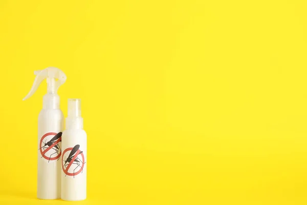 Mosquito Repellent Sprays Yellow Background — Stock Photo, Image