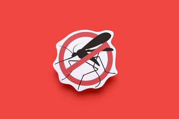 Cartel Mosquitos Sobre Fondo Rojo —  Fotos de Stock