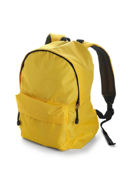 Stilvoller Gelber Schulrucksack Auf Weißem Hintergrund — Stockfoto