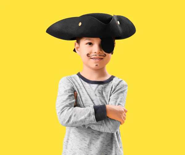 Cute Little Pirate Yellow Background — Stock Photo, Image