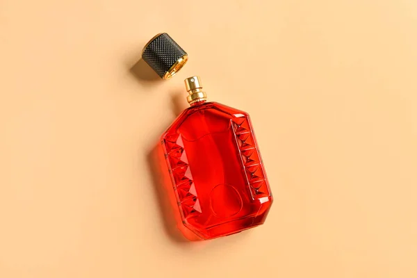 Bottle Luxury Perfume Orange Background — Stock Photo, Image