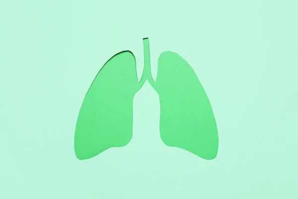 Wytnij Płuca Turkusowym Tle Koncepcja Raka Płuc — Zdjęcie stockowe
