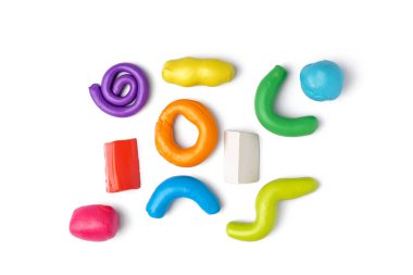 Set of colorful play dough on white background clipart