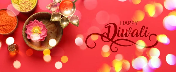 Lång Banner För Indisk Semester Diwali Ljusfestivalen — Stockfoto