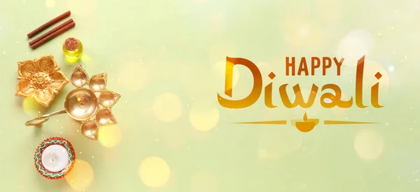 Vacker Banner För Indisk Semester Diwali Festival Lights — Stockfoto