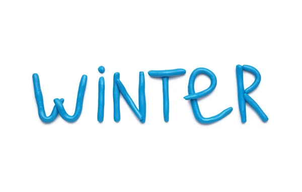 Winter是用白色背景的面团做成的字 — 图库照片