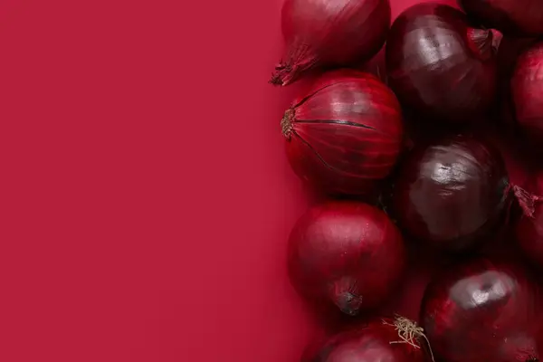Fresh Red Onions Color Background — Stock Photo, Image