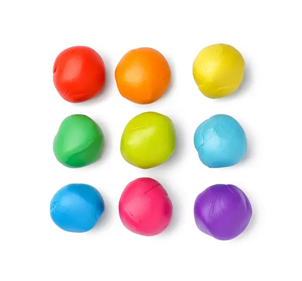 Set Colorful Play Dough White Background Stock Image
