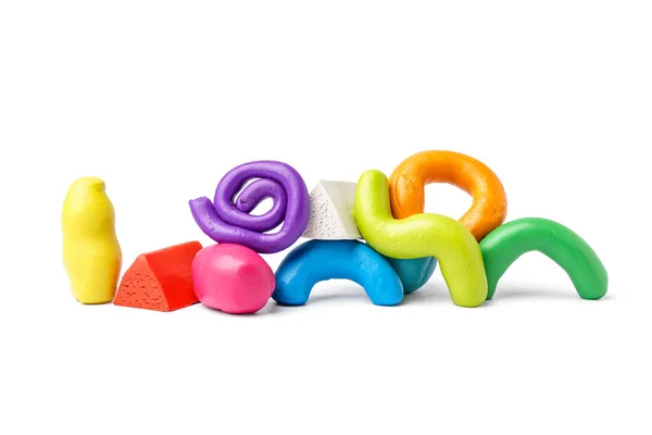 Set Colorful Play Dough White Background — Stock Photo, Image