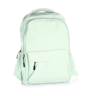 Beyaz arkaplanda şık okul çantası