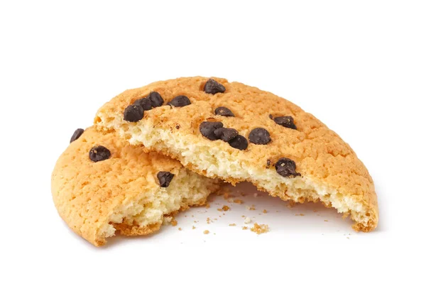 Tasty Broken Cookie Chocolate Chips White Background — Stock Photo, Image
