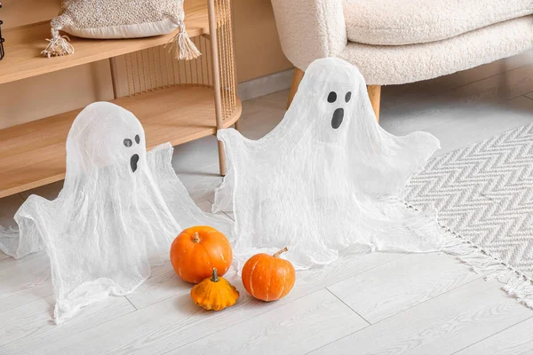 Halloween Pumpkins Ghosts Living Room — Stock Photo, Image