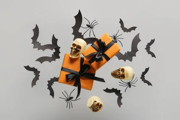 Ιπτάμενα Κουτιά Δώρου Χάρτινες Νυχτερίδες Αράχνες Και Κρανία Για Τον — Φωτογραφία Αρχείου