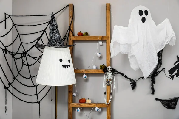 Lamp Ladder Halloween Decor Living Room — Stock Photo, Image