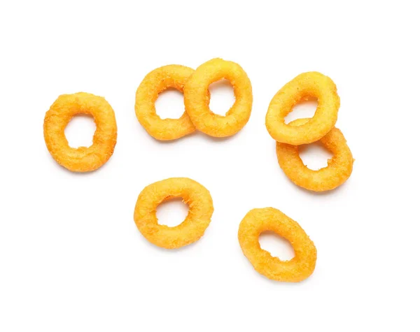Fried Breaded Onion Rings White Background Stock Image