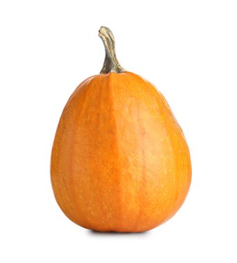 Beyaz arka planda cadılar bayramı kutlaması için ham balkabağı